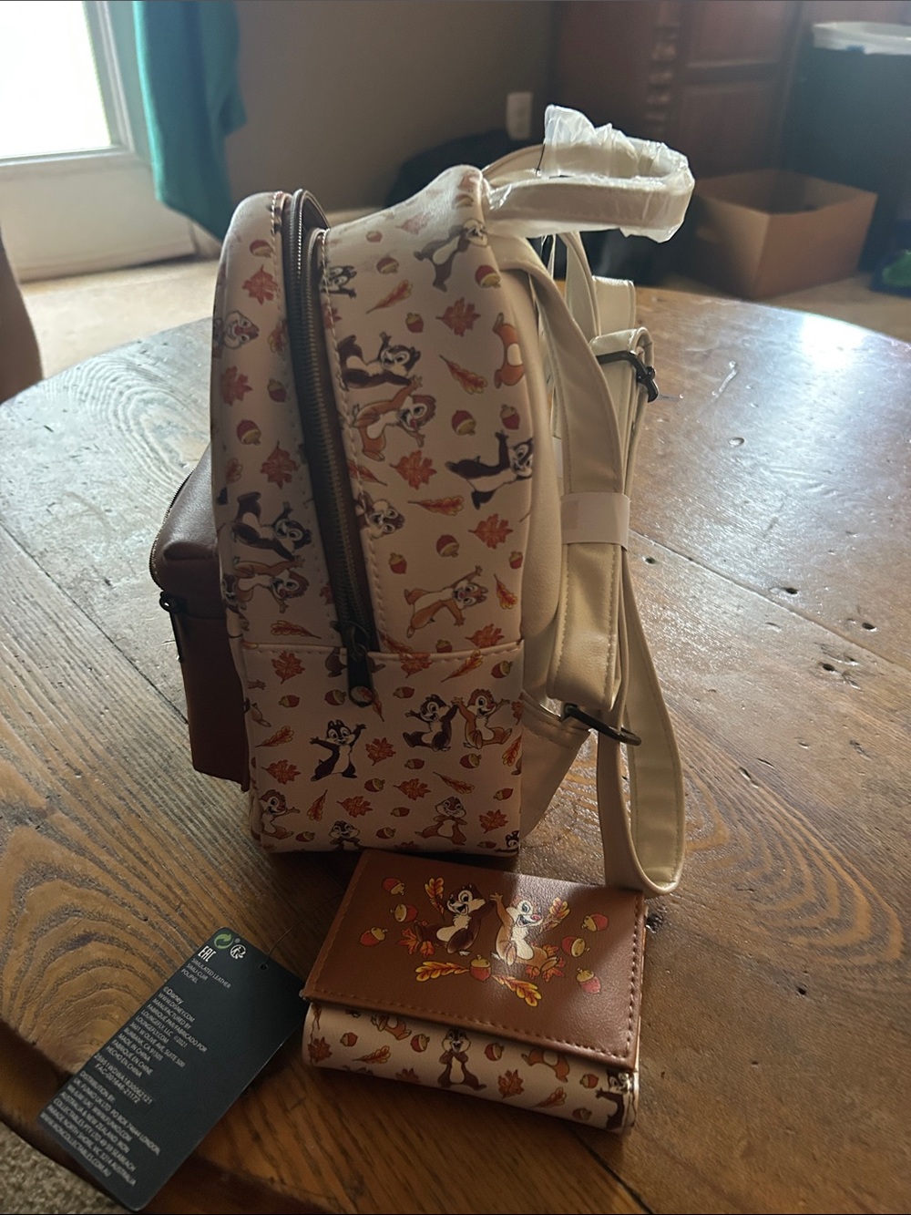 Loungefly Chip & Dale Fall Leaves Mini Backpack and matching wallet - Picture 6 of 7